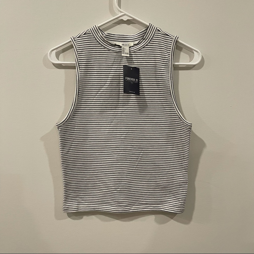 Black & White Striped Crop Top